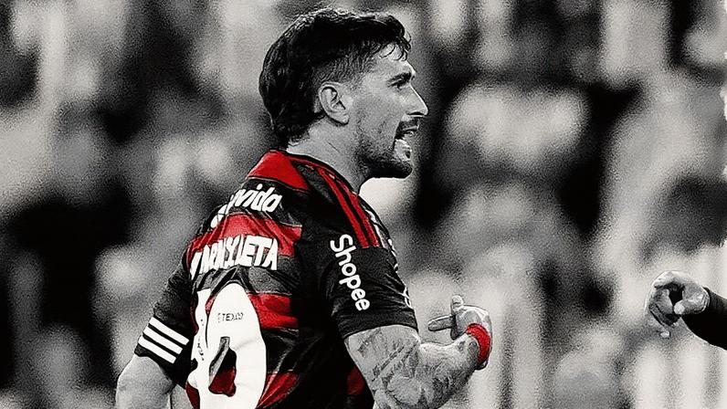 Arrascaeta, do Flamengo, comemora gol de Pedro contra o Botafogo (Foto: Adriano Fontes / Flamengo)