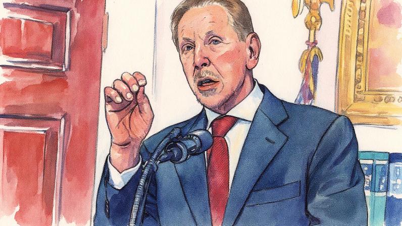 O cofundador, CTO e presidente executivo da Oracle, Larry Ellison, fala durante uma coletiva de imprensa com o presidente americano Donald Trump na Sala Roosevelt, da Casa Branca, em janeiro deste ano.