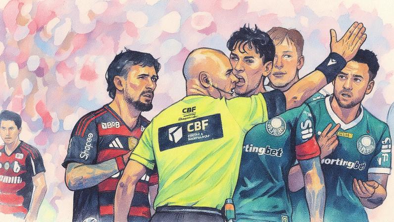 Jogadores de Flamengo e Palmeiras reclamam com Wilton Pereira Sampaio (Foto: Thiago Ribeiro/AGIF)