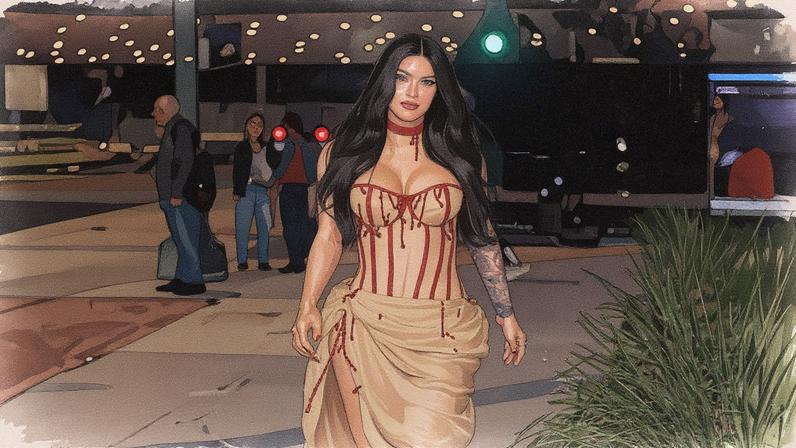 Megan Fox wore custom Karine Gasparyan to a “Jennifer’s Body” screening in Los Angeles on Saturday. Diggzy / BACKGRID