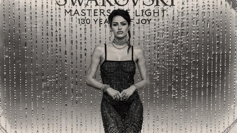 Amelia Gray Hamlin dazzled in a fully sheer crystal-studded black dress at Swarovski’s Masters of Light Opening Celebration in Los Angeles on Tuesday. Getty Images