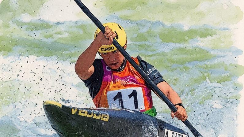 Ana Sátila na disputa do Mundial de canoagem slalom (Foto: Divulgação/ CBCa)