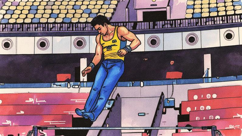 Arthur Nory durante treino de pódio para o Mundial de Ginástica (Foto: Melogym/ CBG)