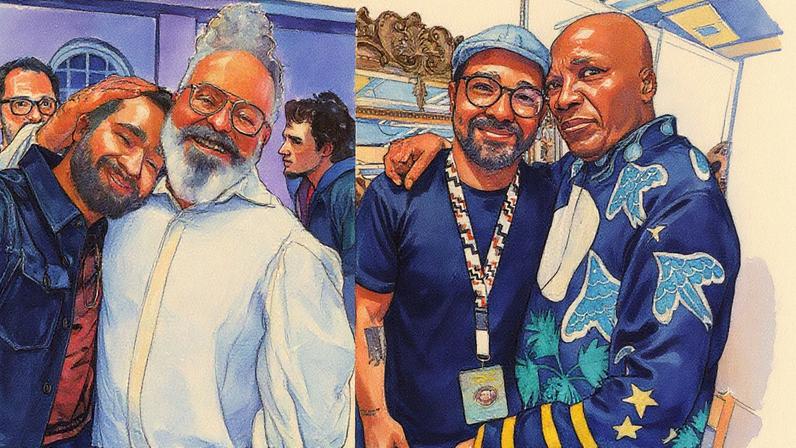 Augusto Nascimento se emociona com desfile de Ronaldo Fraga em homenagem ao pai, Milton Nascimento — Foto: Patricia Devoraes/BrazilNews e Reprodução/Instagram