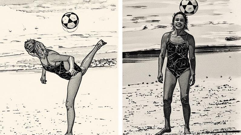 Andréa Beltrão joga altinha na Praia de Copacabana — Foto: Daniel Delmiro/AgNews