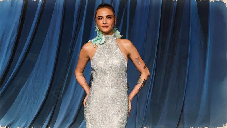 Cara Delevingne attended the Academy Museum Gala 2025 wearing a sparkly Tamara Ralph Couture gown. WireImage