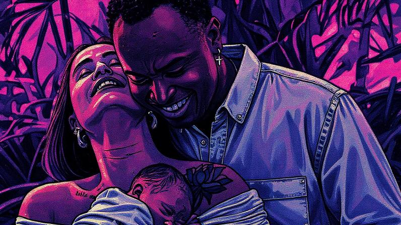 Carol Peixinho e Thiaguinho com o filho, Bento — Foto: Bruno Soares