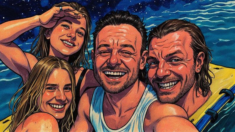 Carolina Dieckmman se diverte com Emilie Rey, Leo Fuchs e Gustavo Oliveira — Foto: Reprodução/Instagram