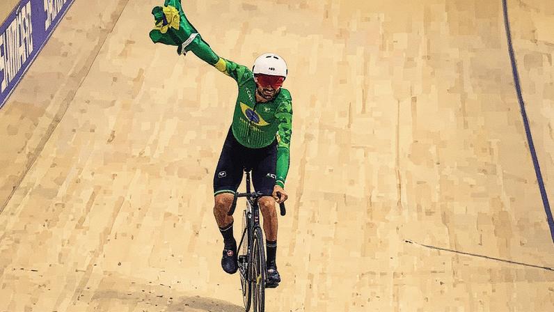 Lauro Chaman no Mundial de ciclismo de Pista no Rio de Janeiro. (Foto: Miriam Jeske/CBC)