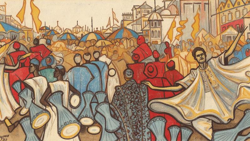 Ben Enwonwu, The Durbar of Eid-ul-Fitr, Kano, Nigeria, 1955 © Ben Enwonwu Foundation. Private Collection