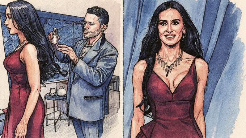 Demi Moore's hairstylist, Dimitris Giannetos, says the hair scent "feels very glamorous for the red carpet." FilmMagic; Dimitris Giannetos