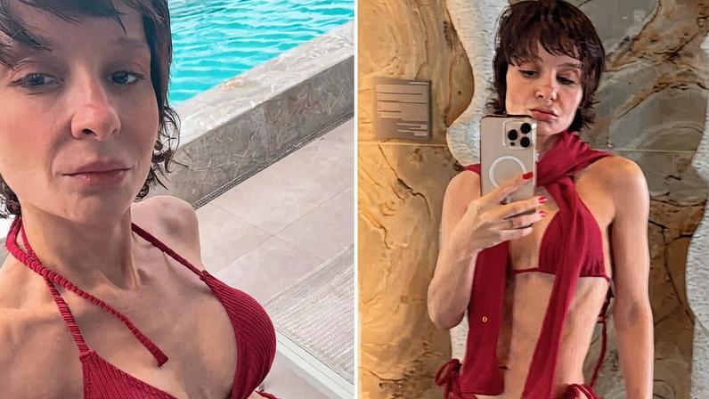 De biquíni vermelho, Maiara exibe barriga chapada em hotel de luxo no Rio — Foto: Reprodução/Instagram