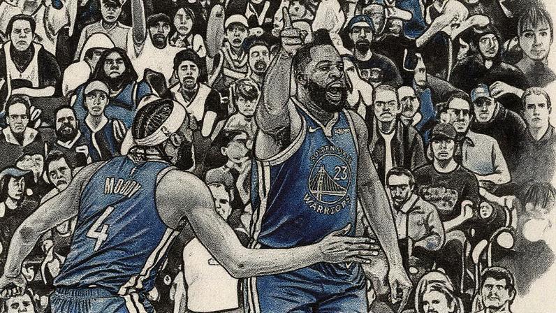 Draymond Green e Moses Moody em jogo entre Warriors e Grizzlies na NBA (Foto: Ezra Shaw/Getty Images/AFP)