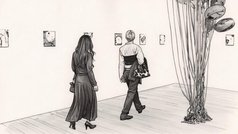 Gender is a key focus of the Art Basel and UBS Survey of Global Collecting 2025. Shown: visitors to Exo Exo's stand at Art Basel Paris 2025 Courtesy of Art Basel