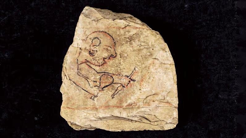 A sketch showing a stonemason at work, holding a chisel and mallet, 1295-1186 BC The Fitzwilliam Museum, University of Cambridge