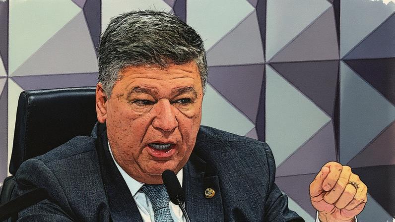 Mecanismo de fraude: senador Carlos Viana (Podemos-MG), durante a CPMI do INSS. O presidente da comissão critica defesa dos descontos associativos, feita por Senado, governo e PGR. (Foto: Carlos Moura/Agência Senado)