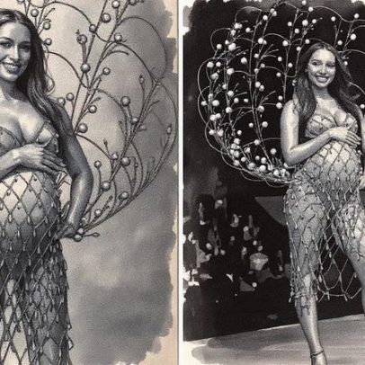 Jasmine Tookes exibe barriga de bebê ao abrir desfile da Victoria's Secret 2025