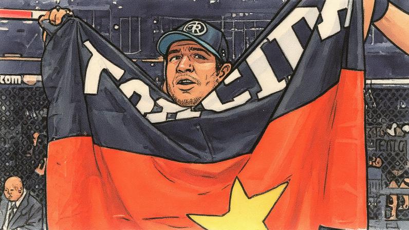 José Aldo com a bandeira de organizada do Flamengo no UFC (Foto: Divulgação/UFC)