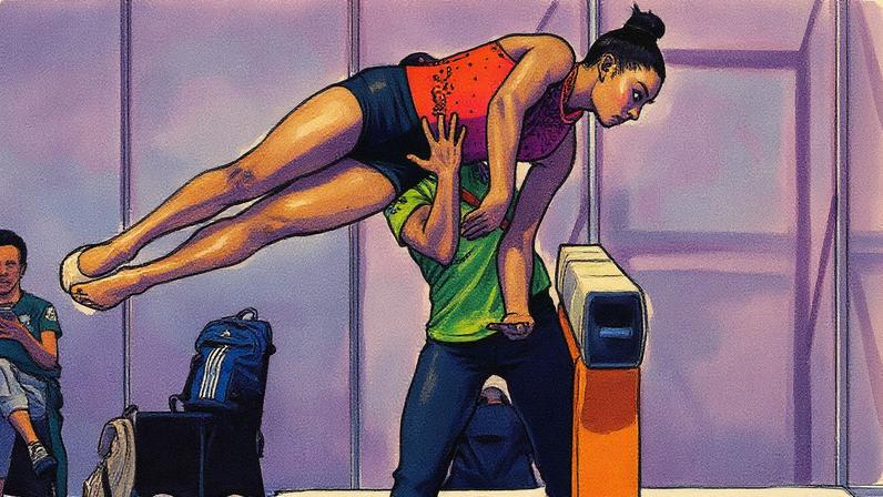 Júlia Soares durante treino de pódio em Jacarta (Foto: Melogym/ CBG)