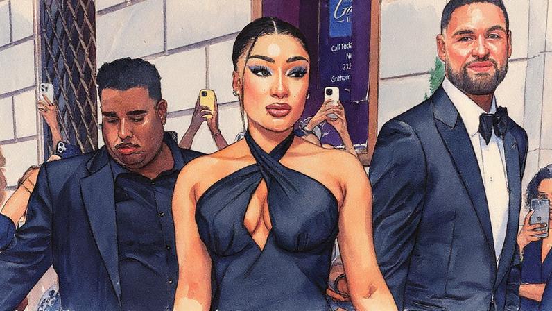 Megan Thee Stallion and Klay Thompson on July 16, 2025 in New York City.