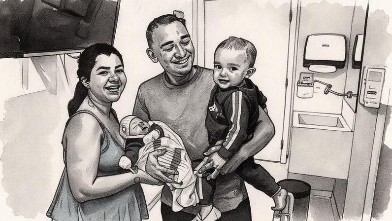 João Gomes e Ary Mirelly com os filhos Jorge, de 1 ano, e o recém-nascido, Joaquim — Foto: Reprodução/Instagram