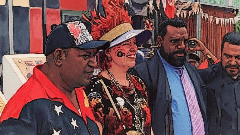 Solan Mirisim, Siobhain Cole e o governador Wouwou na entrega da medalha – Foto: MAF/Tajs Jespersen