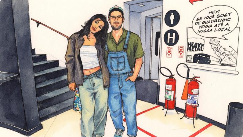 Paulo Mendes e a namorada, Amanda — Foto: Julio Cesar/AgNews