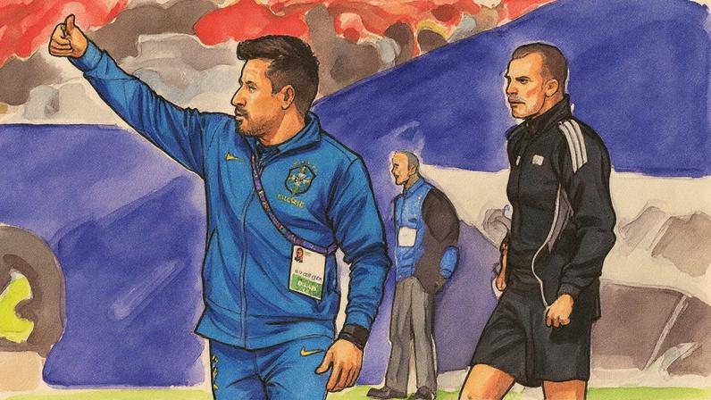 Ramon Menezes gesticula durante Brasil x México pela Copa do Mundo Sub-20 de 2025 (Foto: Rodrigo Arangua/AFP)