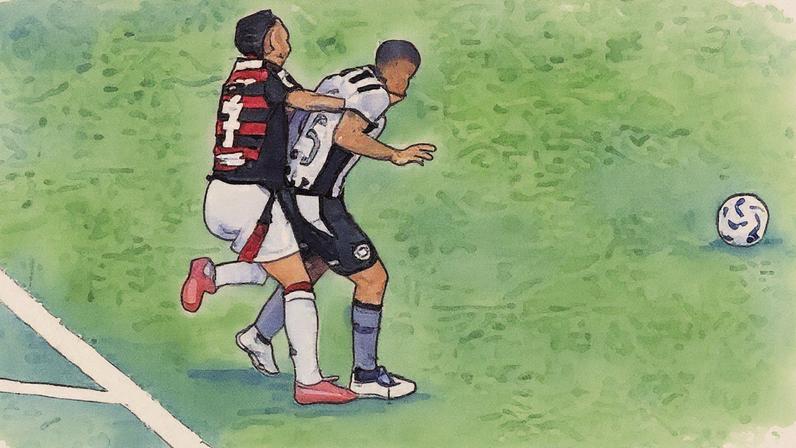 Momento do pisão em Luiz Araújo (Foto: Reprodução)