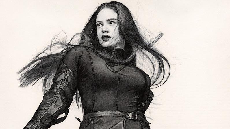 Spanish singer-songwriter, Rosalia performs onstage during the Lollapalooza Paris Festival.