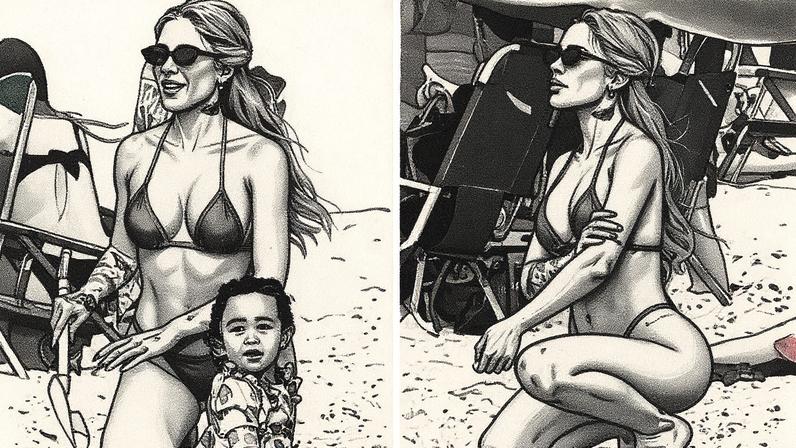 Recém-solteira, Karoline Lima curte dia de praia com a filha no Rio de Janeiro — Foto: AgNews