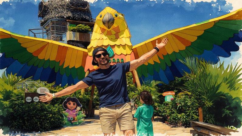 Thales Bretas aproveita parque com os filhos, Romeu e Gael, em Fortaleza — Foto: Bruno Moura