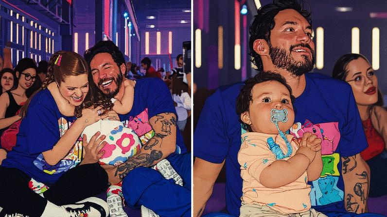 Viih Tube e Eliezer com os filhos, Lua e Ravi — Foto: Patrícia Devoraes/Brazil News