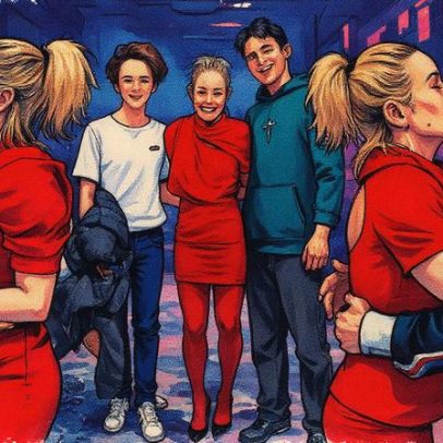 Dani Winits recebe família em peça e beija André Gonçalves e Falabella