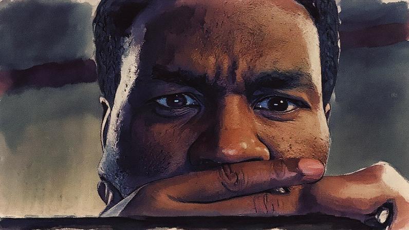 Yahya Abdul-Mateen II looks pensively at a screen.