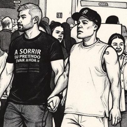 Rodrigo Sant’Anna e marido surgem em shopping no Leblon