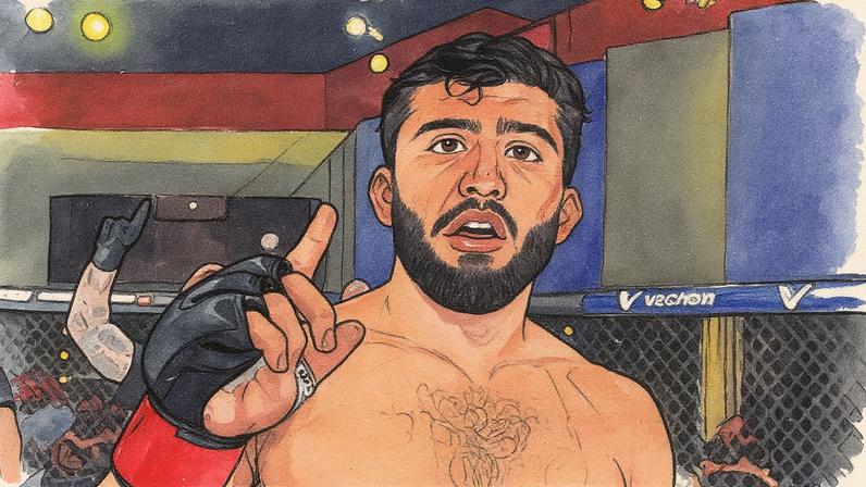 Arman Tsarukyan comemora a vitória no UFC 300. (Foto por Jeff Bottari/Zuffa LLC)