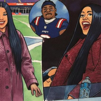 Cardi B grávida usa couro da Bottega Veneta para apoiar Diggs no Gillette