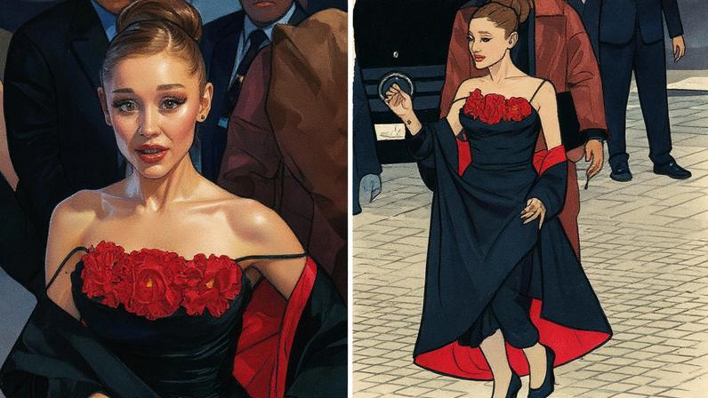 Ariana Grande arrived at the “Wicked: For Good” Paris premiere in a black vintage gown with fuchsia details. GC Images