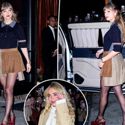 Taylor Swift arrasa com saltos Gucci em noite com Sabrina Carpenter