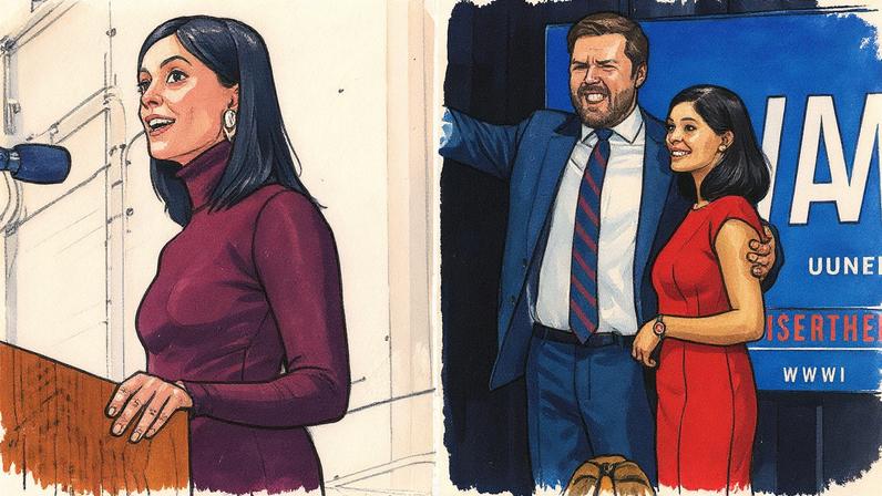 Usha Vance’s spokesperson made a rare statement to deny speculation that the second lady is divorcing her husband, Vice President JD Vance. AFP via Getty Images