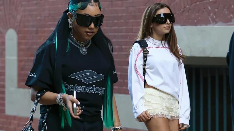 North West strolled through Manhattan’s Soho neighborhood on Monday with a friend, wearing over $5,000 worth of Balenciaga. BrosNYC / BACKGRID