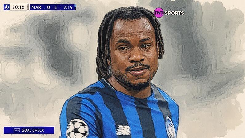 Juric segura o braço de Lookman após discussão em jogo da Atalanta na Champions — Foto: Reprodução