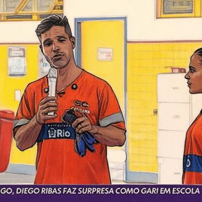 Diego Ribas, ex-Flamengo, faz surpresa em escola como gari