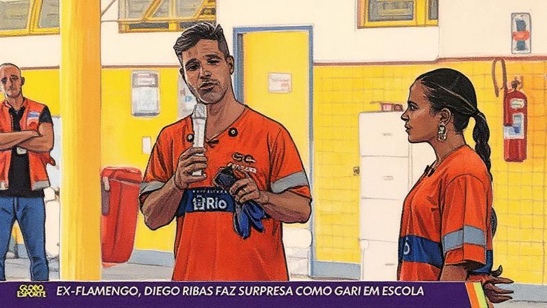 Ex-Flamengo, Diego Ribas faz surpresa como gari em escola