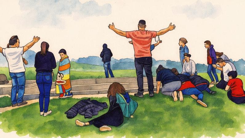 Grupo reunido no monte de oração 24h no RS. (Foto: Ministério Engel)