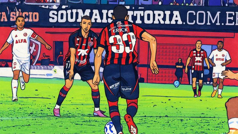 Erick logo antes da finalização que furou a rede em Vitória x Internacional (Foto: Junior Damasceno/MyPhoto Press/Gazeta Press)