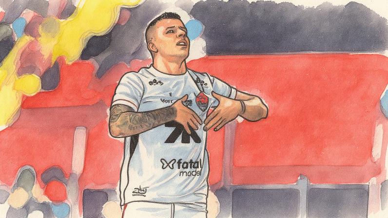 Renato Kayzer comemora gol do Vitória contra o Sport, em jogo pelo Brasileirão (Foto: Marlon Costa/AGIF/Gazeta Press)