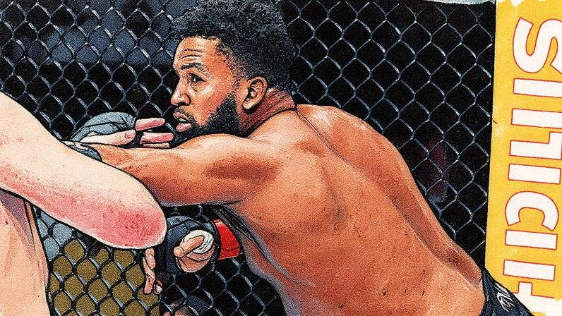 Waldo Cortes Acosta golpeia Shamil Gaziev no card principal do UFC Qatar. (Foto por Jeff Bottari/Zuffa LLC)