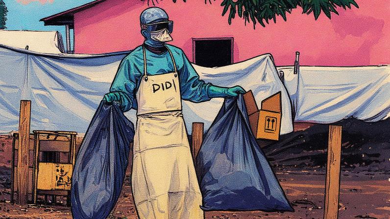 A health worker seen in 2005 with waste for disposal outside an isolation ward in Angola during an outbreak of Marburg virus that killed more than 200 people.